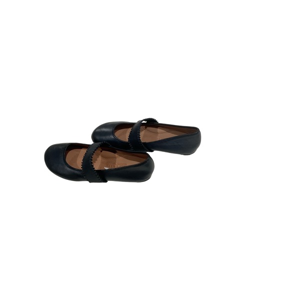 Gentle Souls Kenneth Cole Black Leather Scalloped Strap Mary Jane Flats Shoes 7M - Picture 2 of 5